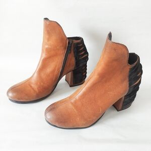 Papucei Women Ankle Boots Size 37 Leather Festival Zipper Stacked Block Heel